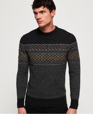 Superdry Falster Fairisle Crew Neck Férfi Ugró Sötét Szürke | BRETP7084